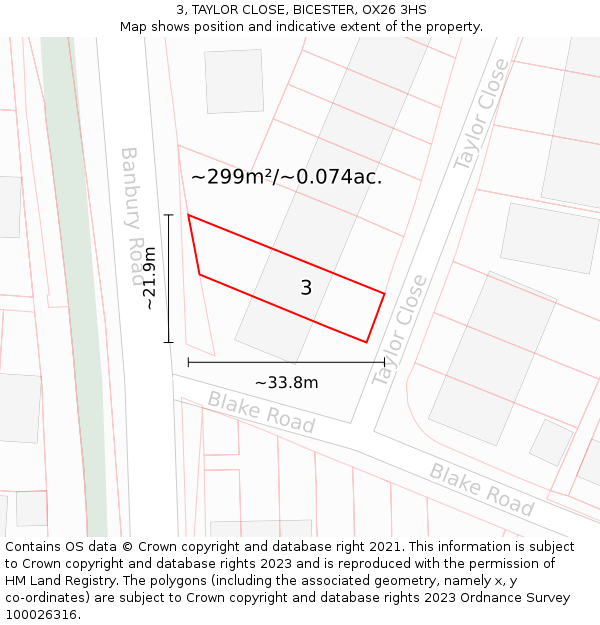 3, TAYLOR CLOSE, BICESTER, OX26 3HS: Plot and title map