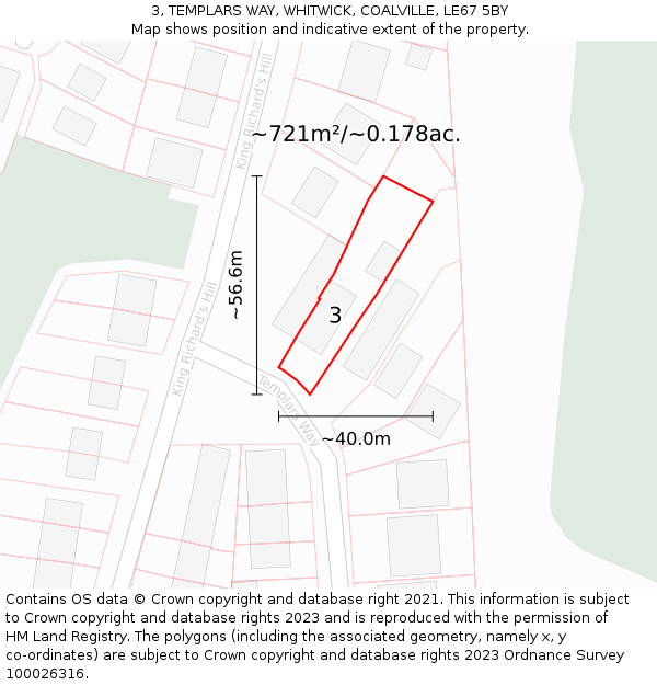 3, TEMPLARS WAY, WHITWICK, COALVILLE, LE67 5BY: Plot and title map