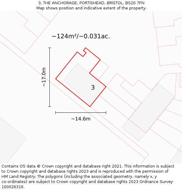 3, THE ANCHORAGE, PORTISHEAD, BRISTOL, BS20 7FN: Plot and title map