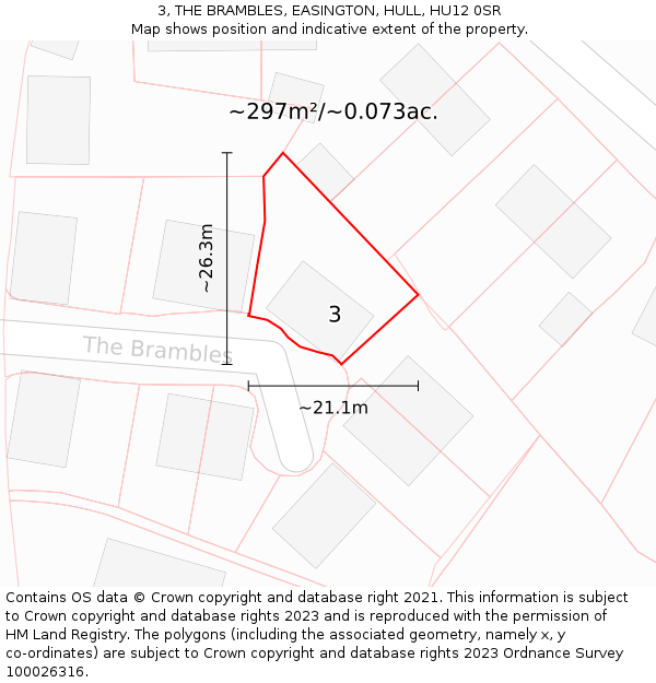 3, THE BRAMBLES, EASINGTON, HULL, HU12 0SR: Plot and title map