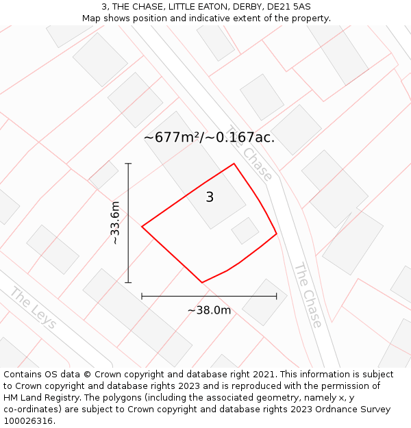 3, THE CHASE, LITTLE EATON, DERBY, DE21 5AS: Plot and title map