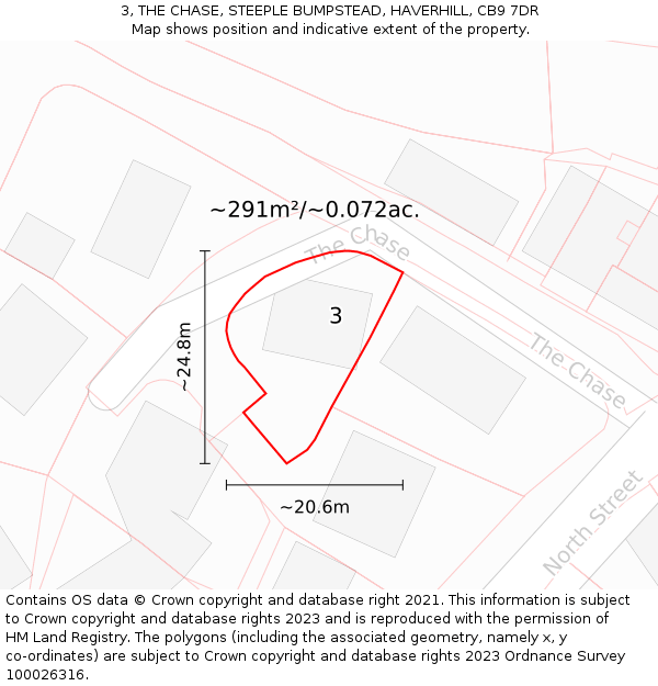 3, THE CHASE, STEEPLE BUMPSTEAD, HAVERHILL, CB9 7DR: Plot and title map