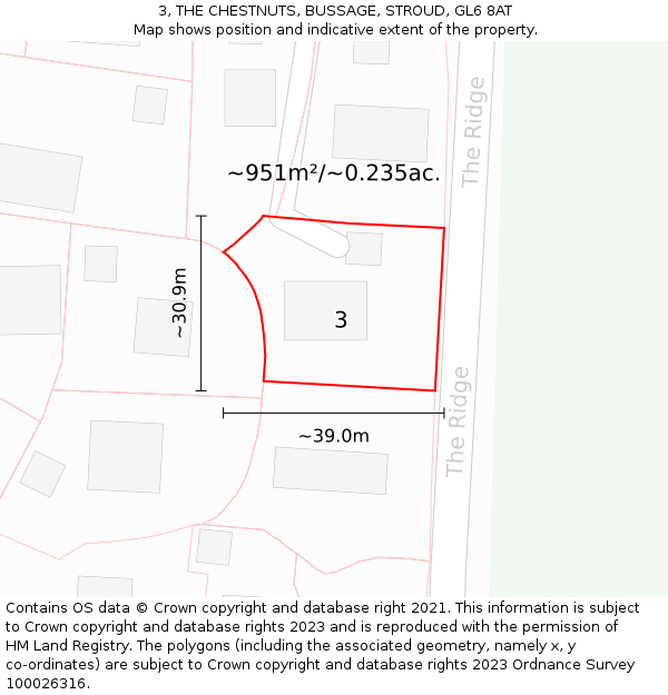 3, THE CHESTNUTS, BUSSAGE, STROUD, GL6 8AT: Plot and title map