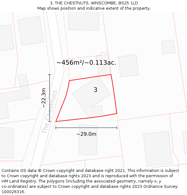 3, THE CHESTNUTS, WINSCOMBE, BS25 1LD: Plot and title map