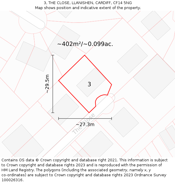 3, THE CLOSE, LLANISHEN, CARDIFF, CF14 5NG: Plot and title map