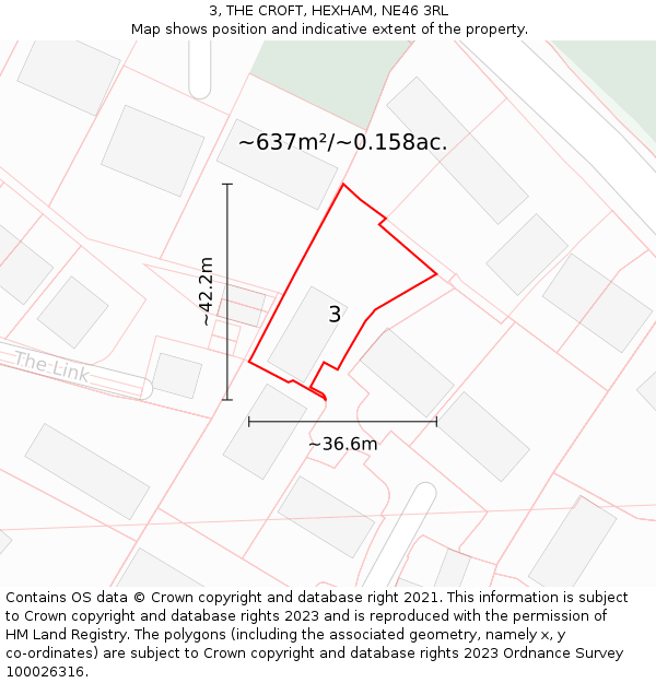3, THE CROFT, HEXHAM, NE46 3RL: Plot and title map