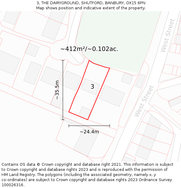 3, THE DAIRYGROUND, SHUTFORD, BANBURY, OX15 6PN: Plot and title map