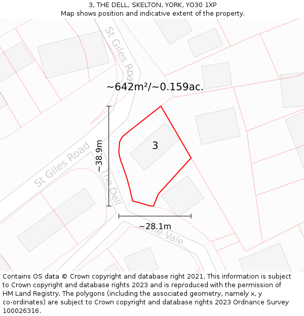 3, THE DELL, SKELTON, YORK, YO30 1XP: Plot and title map