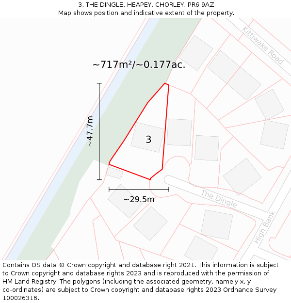3, THE DINGLE, HEAPEY, CHORLEY, PR6 9AZ: Plot and title map
