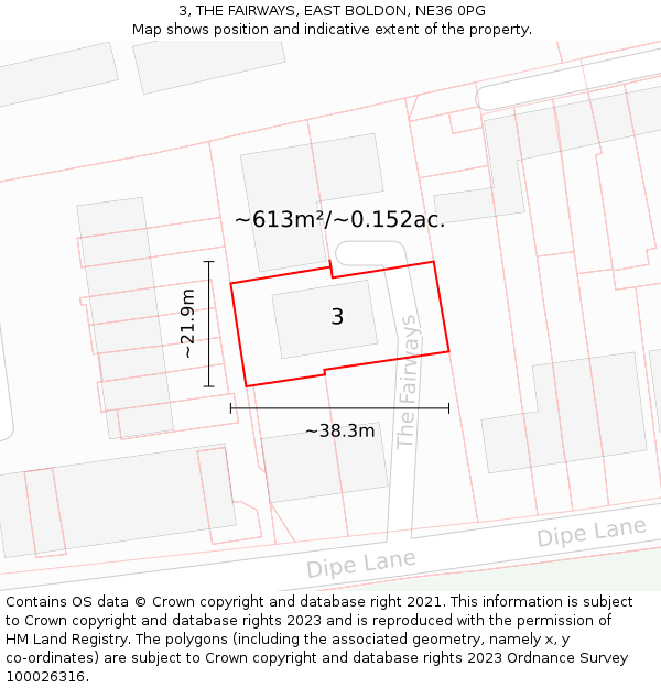 3, THE FAIRWAYS, EAST BOLDON, NE36 0PG: Plot and title map