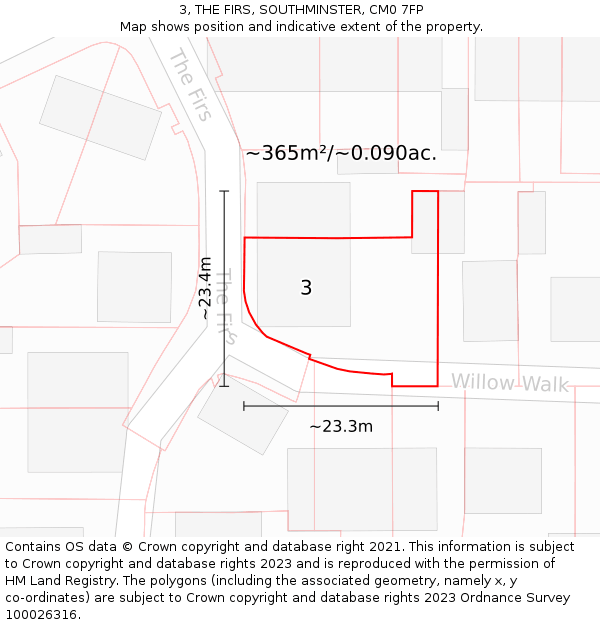 3, THE FIRS, SOUTHMINSTER, CM0 7FP: Plot and title map