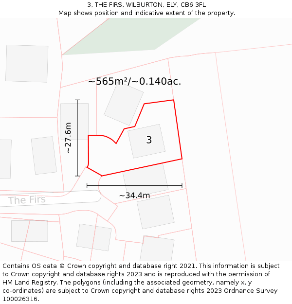 3, THE FIRS, WILBURTON, ELY, CB6 3FL: Plot and title map