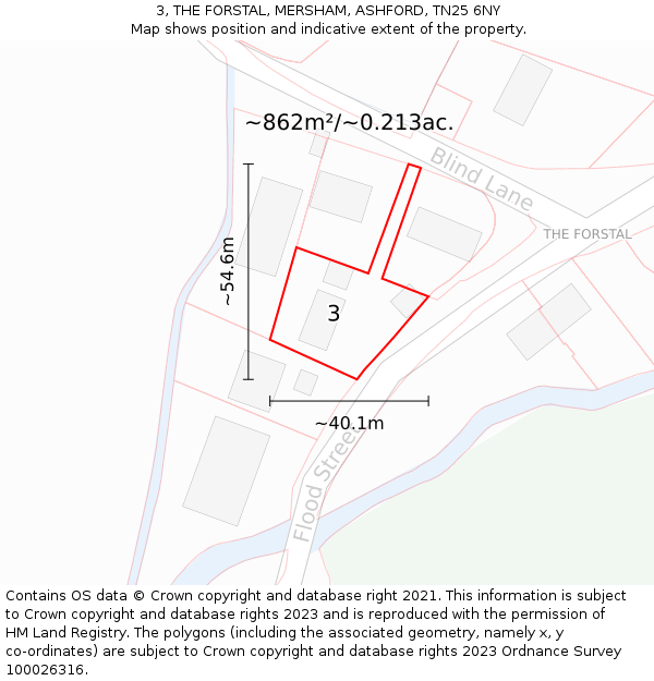 3, THE FORSTAL, MERSHAM, ASHFORD, TN25 6NY: Plot and title map