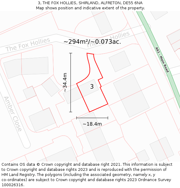 3, THE FOX HOLLIES, SHIRLAND, ALFRETON, DE55 6NA: Plot and title map