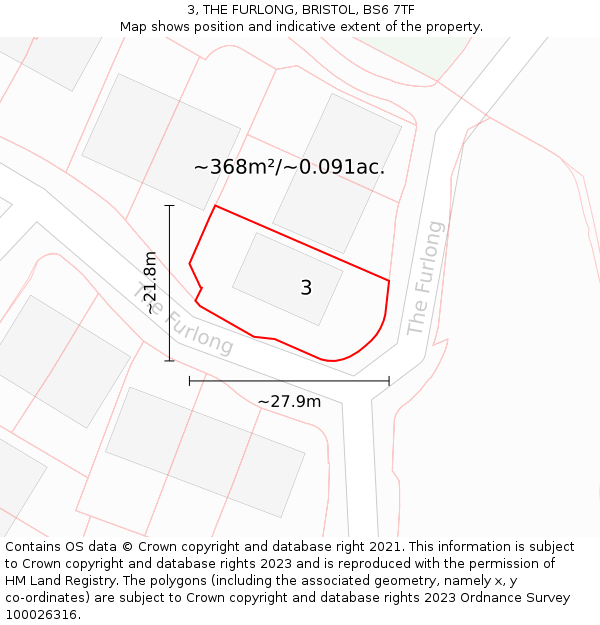 3, THE FURLONG, BRISTOL, BS6 7TF: Plot and title map