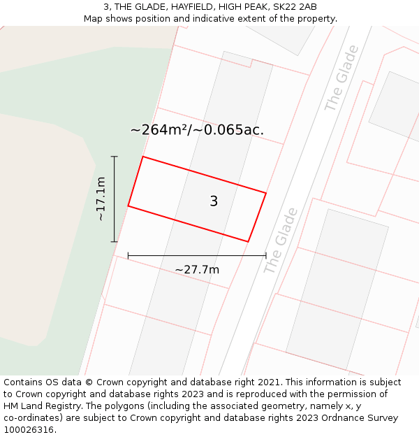 3, THE GLADE, HAYFIELD, HIGH PEAK, SK22 2AB: Plot and title map