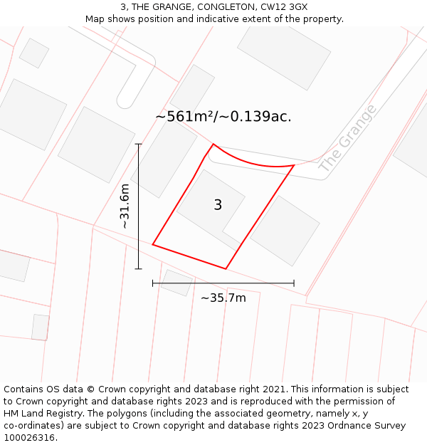 3, THE GRANGE, CONGLETON, CW12 3GX: Plot and title map