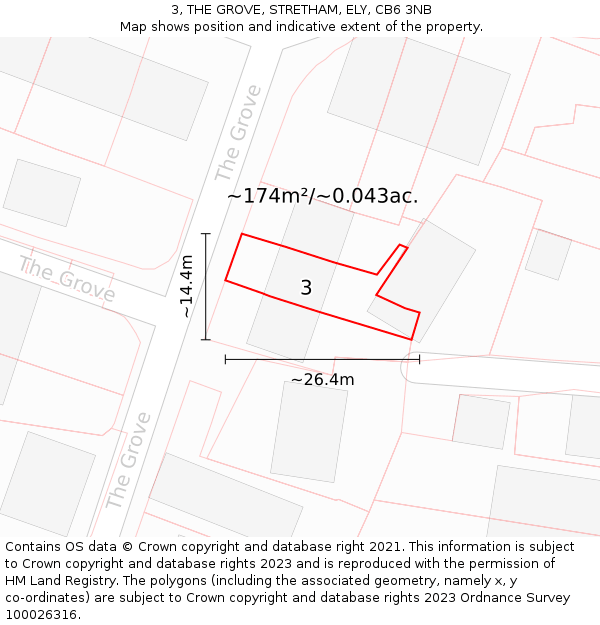 3, THE GROVE, STRETHAM, ELY, CB6 3NB: Plot and title map