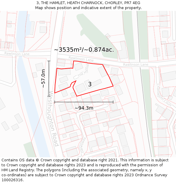 3, THE HAMLET, HEATH CHARNOCK, CHORLEY, PR7 4EG: Plot and title map