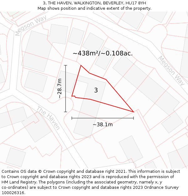3, THE HAVEN, WALKINGTON, BEVERLEY, HU17 8YH: Plot and title map