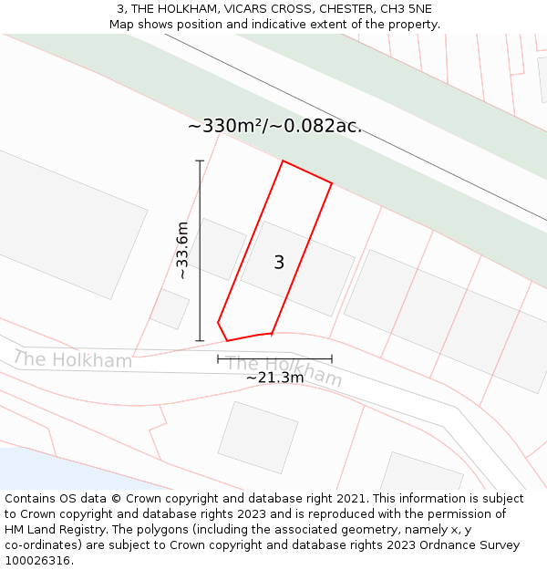 3, THE HOLKHAM, VICARS CROSS, CHESTER, CH3 5NE: Plot and title map
