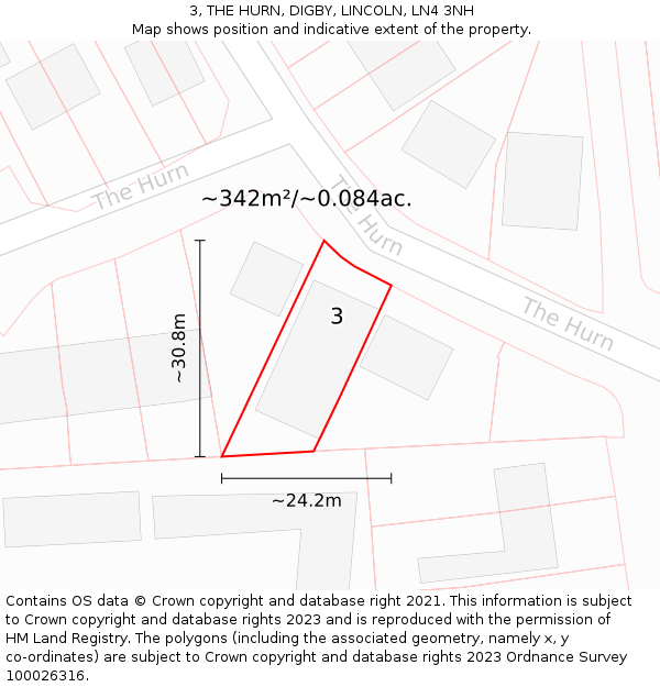 3, THE HURN, DIGBY, LINCOLN, LN4 3NH: Plot and title map