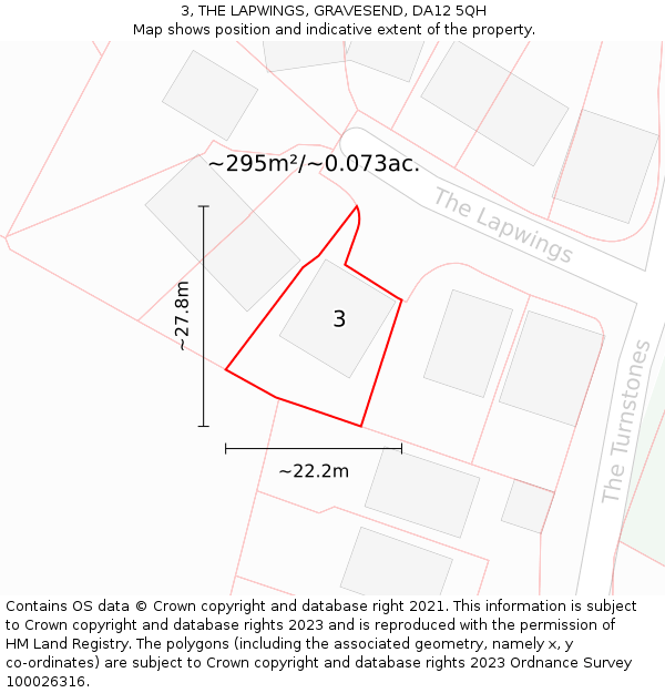 3, THE LAPWINGS, GRAVESEND, DA12 5QH: Plot and title map