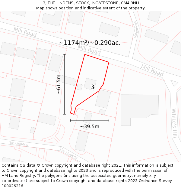 3, THE LINDENS, STOCK, INGATESTONE, CM4 9NH: Plot and title map