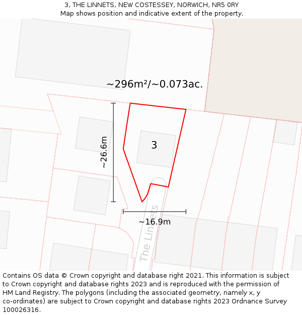 3, THE LINNETS, NEW COSTESSEY, NORWICH, NR5 0RY: Plot and title map