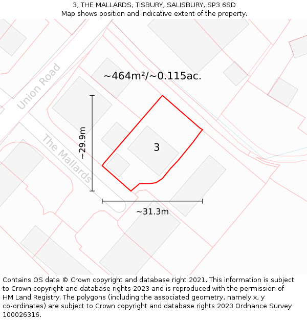 3, THE MALLARDS, TISBURY, SALISBURY, SP3 6SD: Plot and title map