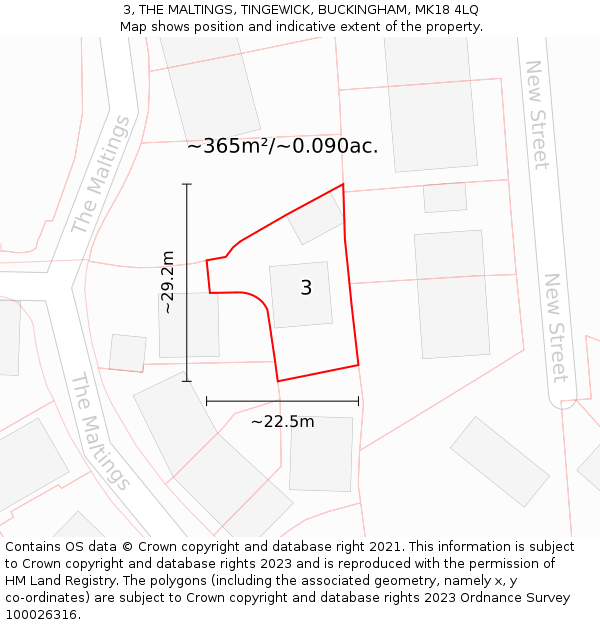 3, THE MALTINGS, TINGEWICK, BUCKINGHAM, MK18 4LQ: Plot and title map