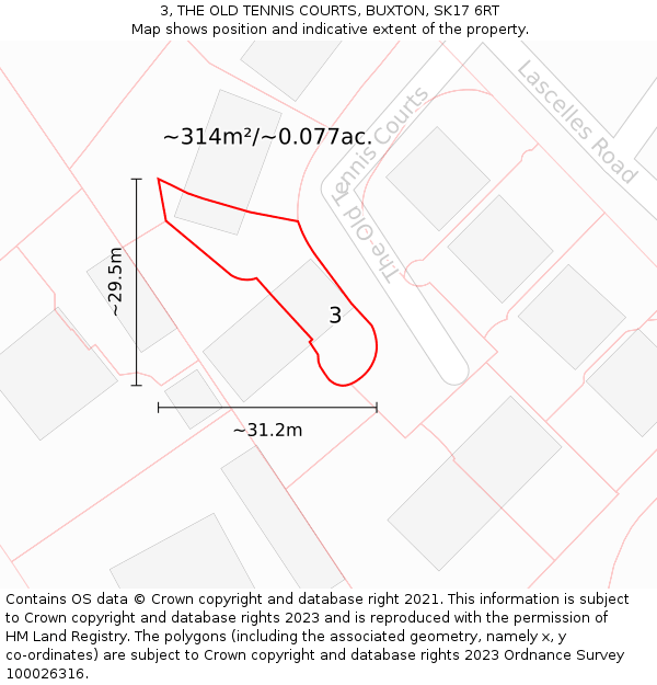 3, THE OLD TENNIS COURTS, BUXTON, SK17 6RT: Plot and title map