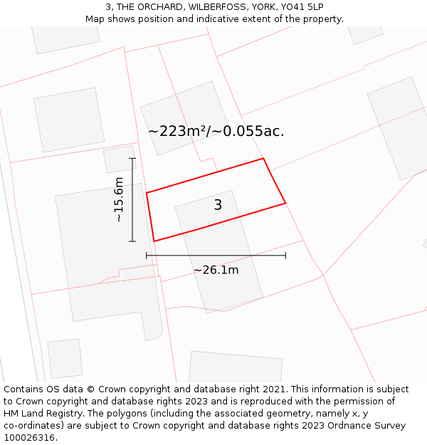 3, THE ORCHARD, WILBERFOSS, YORK, YO41 5LP: Plot and title map