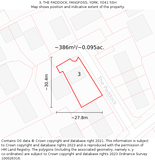 3, THE PADDOCK, FANGFOSS, YORK, YO41 5SH: Plot and title map