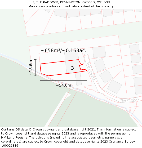 3, THE PADDOCK, KENNINGTON, OXFORD, OX1 5SB: Plot and title map