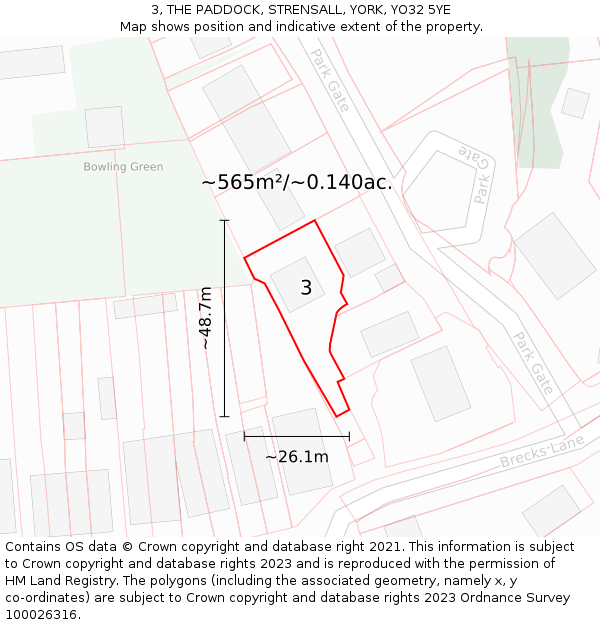 3, THE PADDOCK, STRENSALL, YORK, YO32 5YE: Plot and title map
