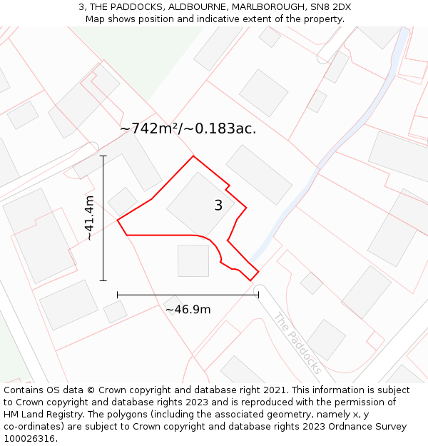 3, THE PADDOCKS, ALDBOURNE, MARLBOROUGH, SN8 2DX: Plot and title map