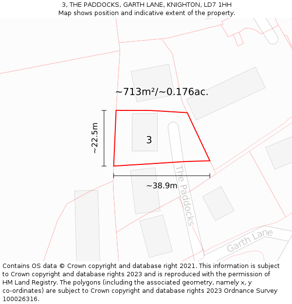 3, THE PADDOCKS, GARTH LANE, KNIGHTON, LD7 1HH: Plot and title map