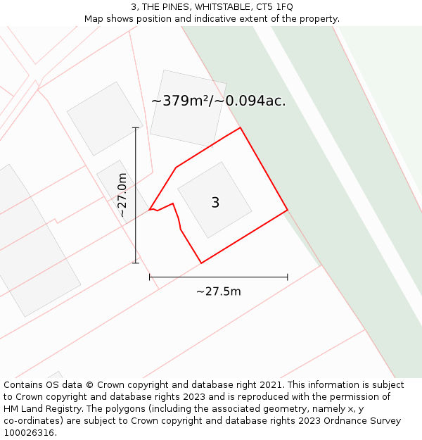 3, THE PINES, WHITSTABLE, CT5 1FQ: Plot and title map