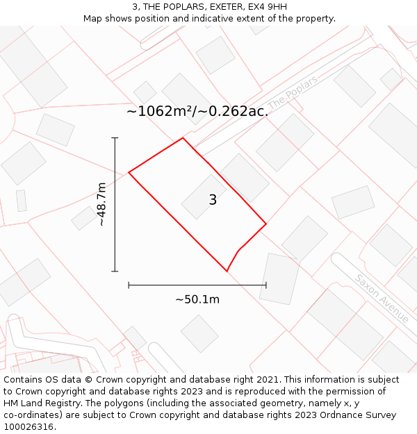 3, THE POPLARS, EXETER, EX4 9HH: Plot and title map