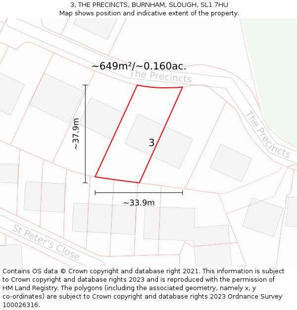 3, THE PRECINCTS, BURNHAM, SLOUGH, SL1 7HU: Plot and title map