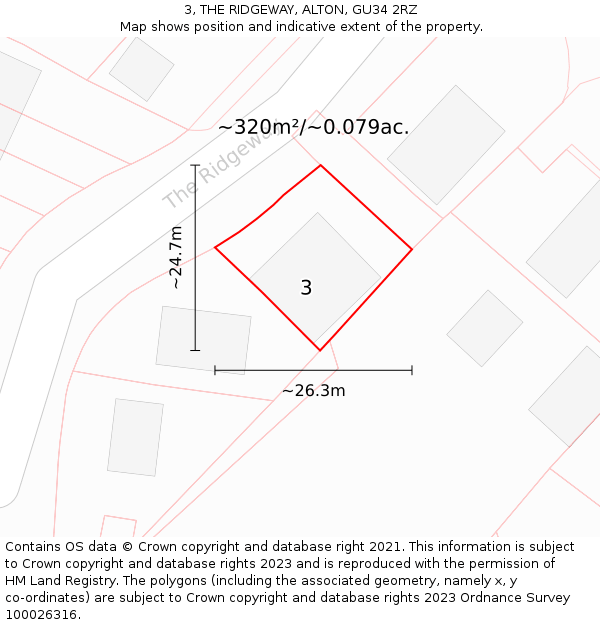 3, THE RIDGEWAY, ALTON, GU34 2RZ: Plot and title map