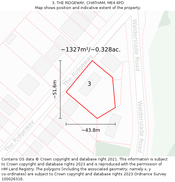 3, THE RIDGEWAY, CHATHAM, ME4 6PD: Plot and title map