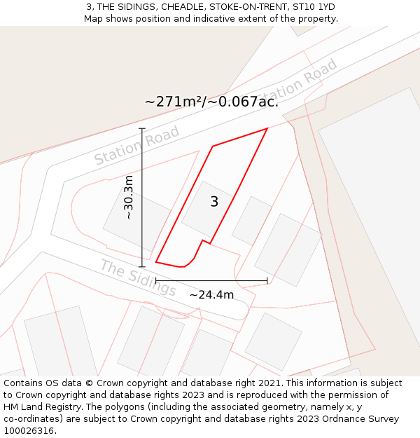 3, THE SIDINGS, CHEADLE, STOKE-ON-TRENT, ST10 1YD: Plot and title map