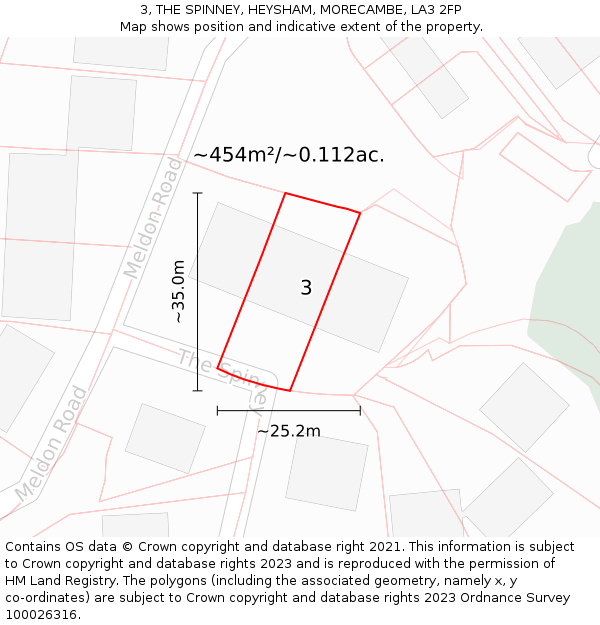 3, THE SPINNEY, HEYSHAM, MORECAMBE, LA3 2FP: Plot and title map