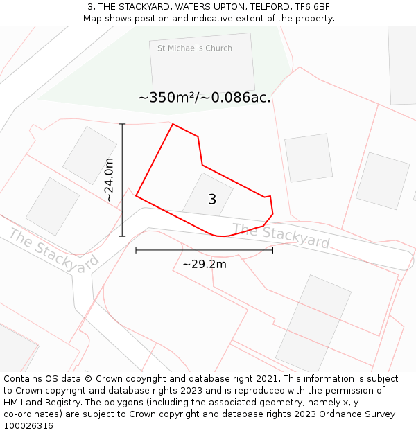 3, THE STACKYARD, WATERS UPTON, TELFORD, TF6 6BF: Plot and title map
