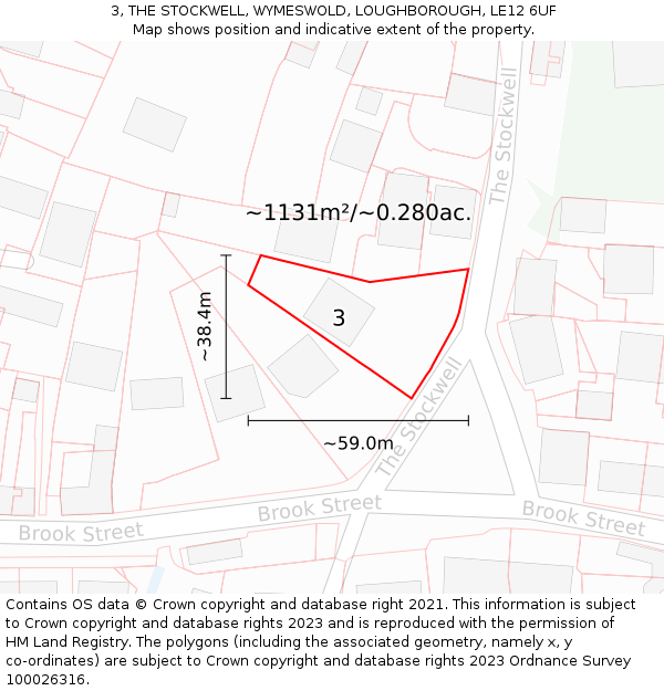 3, THE STOCKWELL, WYMESWOLD, LOUGHBOROUGH, LE12 6UF: Plot and title map