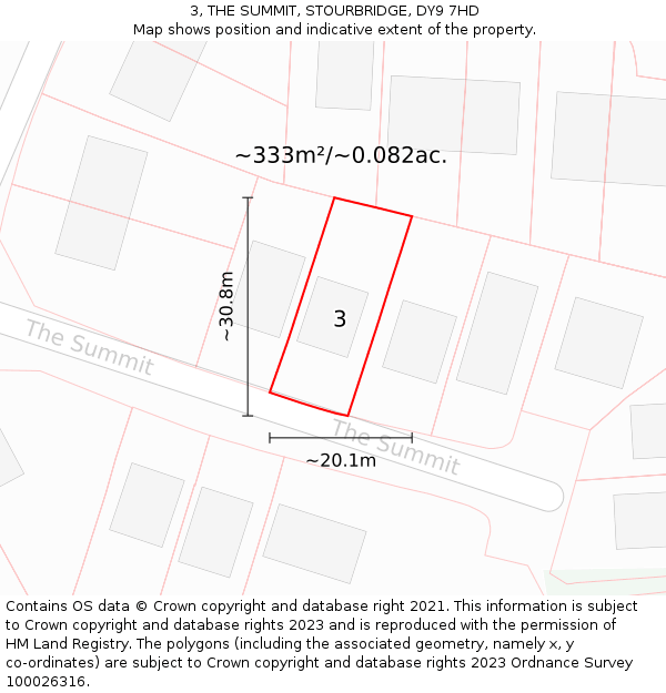 3, THE SUMMIT, STOURBRIDGE, DY9 7HD: Plot and title map