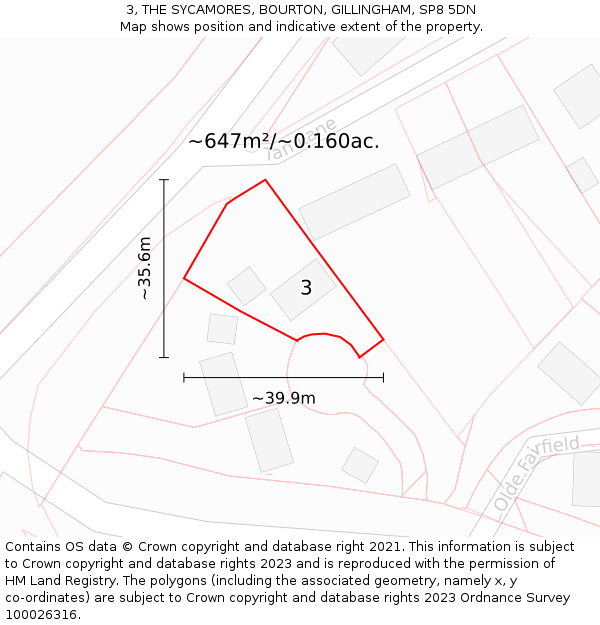 3, THE SYCAMORES, BOURTON, GILLINGHAM, SP8 5DN: Plot and title map