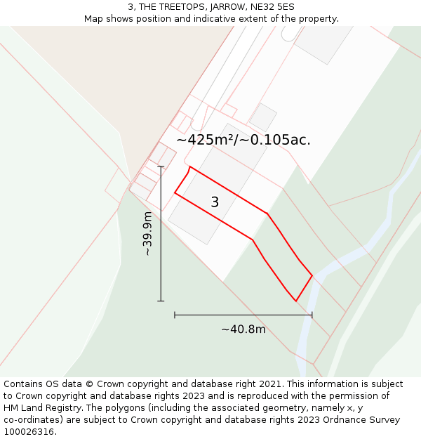 3, THE TREETOPS, JARROW, NE32 5ES: Plot and title map